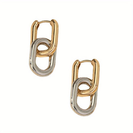 Two-Tone Chain Drop Earrings