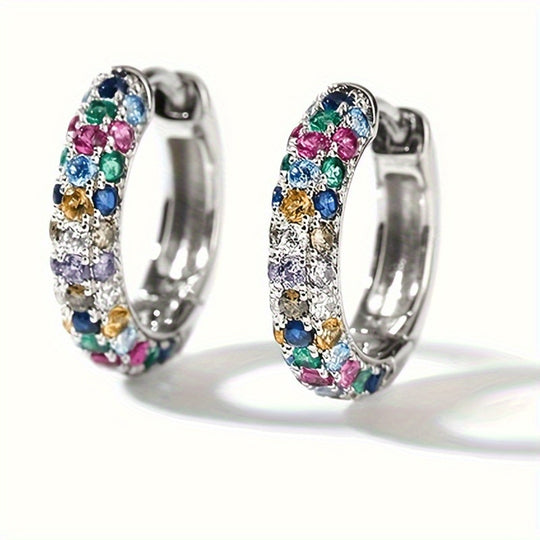 Colorful Cubic Zirconia Hoop Earrings