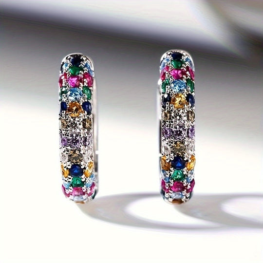 Colorful Cubic Zirconia Hoop Earrings