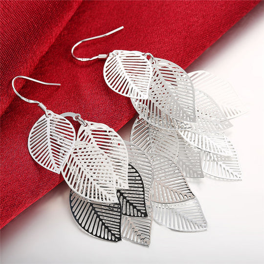 Elegant Silver Leaf Dangle Earrings