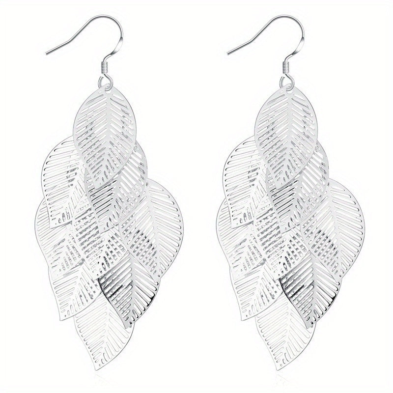 Elegant Silver Leaf Dangle Earrings