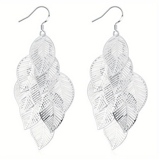 Elegant Silver Leaf Dangle Earrings