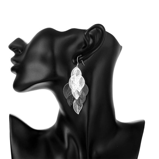 Elegant Silver Leaf Dangle Earrings