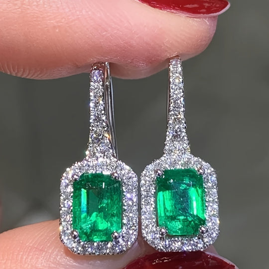 Stylish Green Zirconia Hoop Earrings