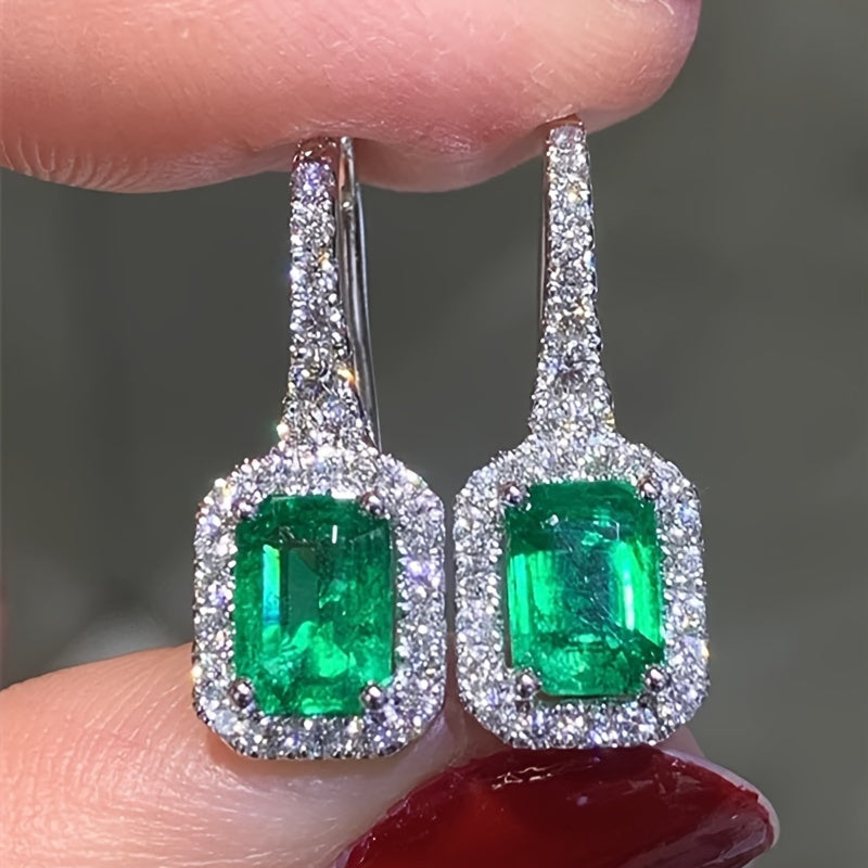 Stylish Green Zirconia Hoop Earrings