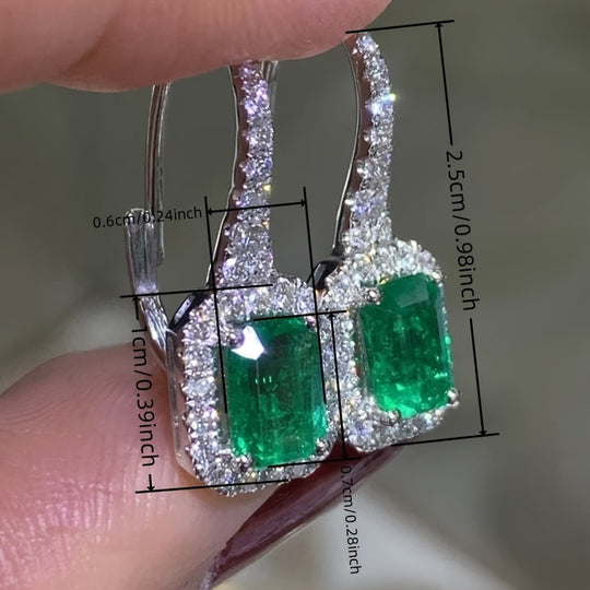 Stylish Green Zirconia Hoop Earrings
