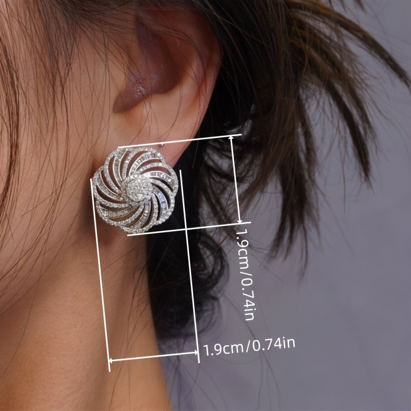 Luxurious Zirconia Flower Earrings