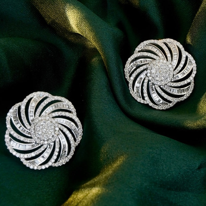 Luxurious Zirconia Flower Earrings