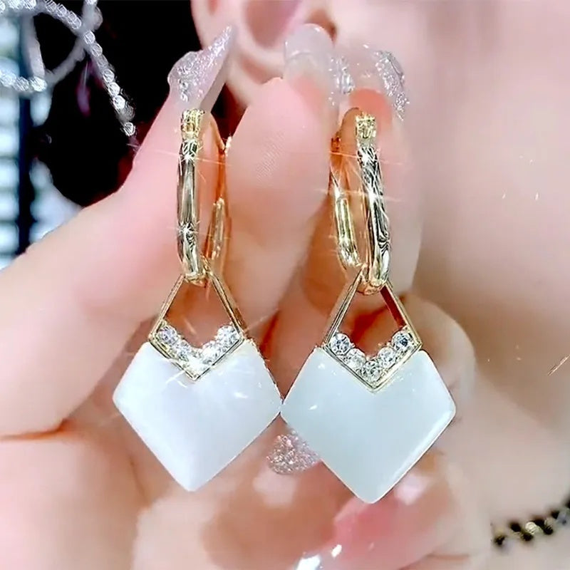 Modern Square Pendant Earrings