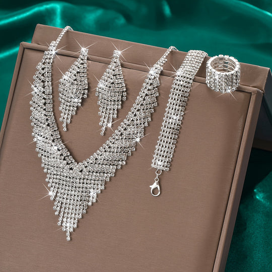 4pcs Elegant Zirconia Jewelry Set