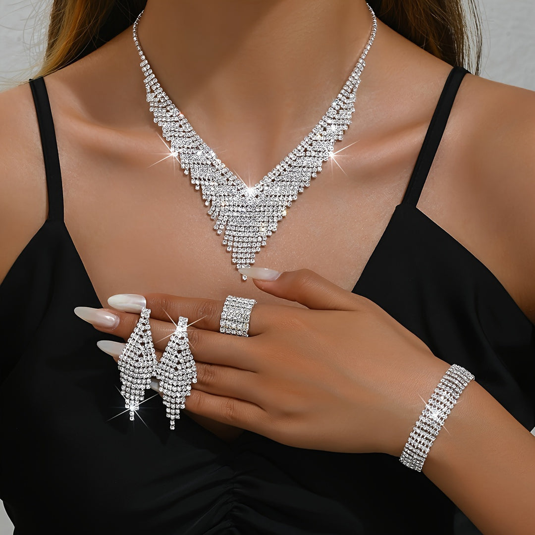 4pcs Elegant Zirconia Jewelry Set