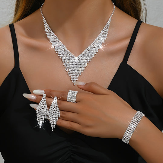 4pcs Elegant Zirconia Jewelry Set