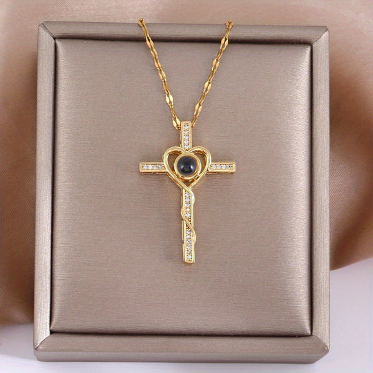 Heart Cross Pendant Necklace