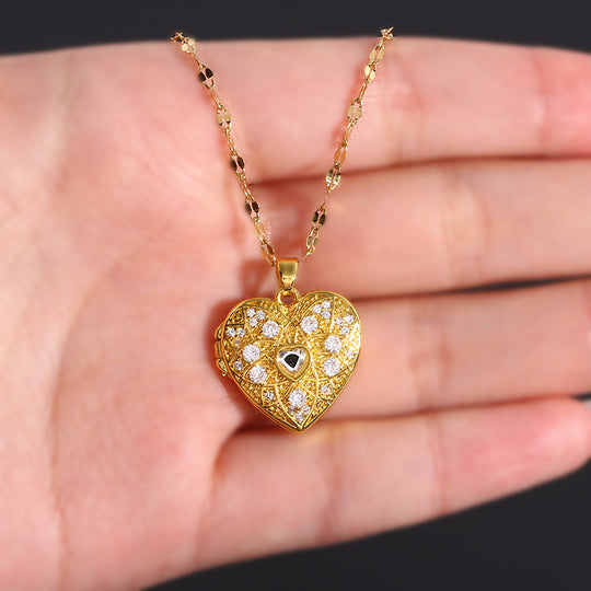 Double Layer Openable Heart Locket Necklace