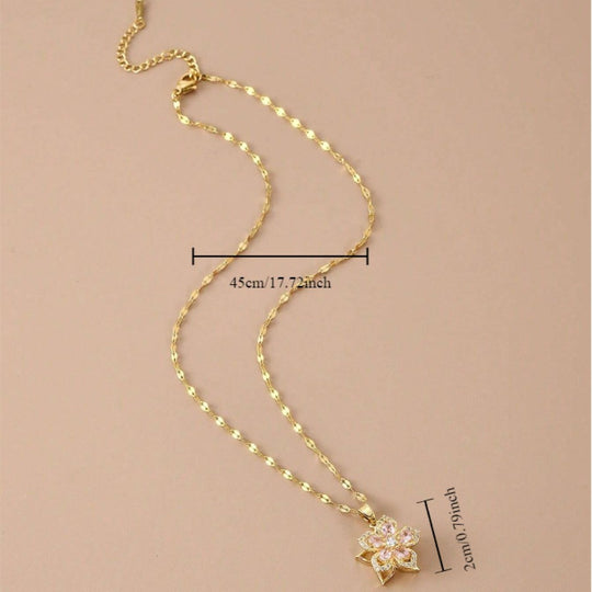 Five-Petal Flower Pendant Necklace