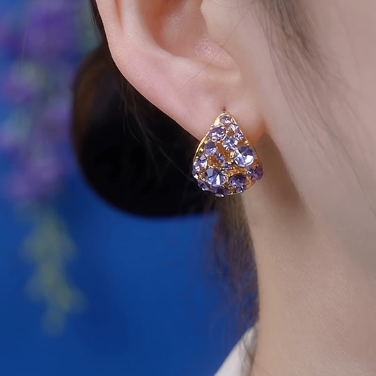 Elegant Luxurious Purple Glass & Earrings