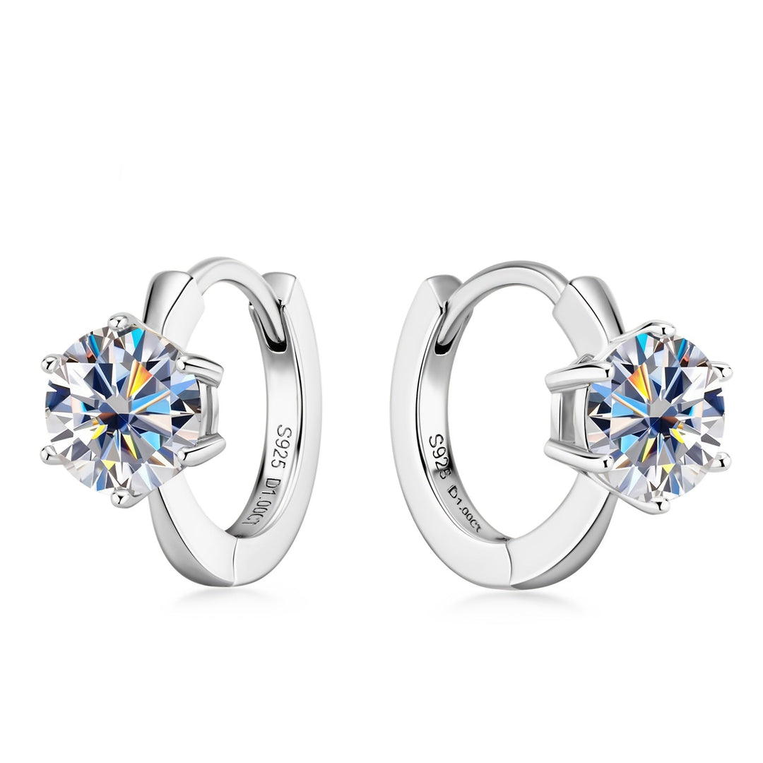 Round Moissanite Silver Earrings