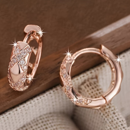 Lightweight Rose Gold Zirconia Hoop Earrings