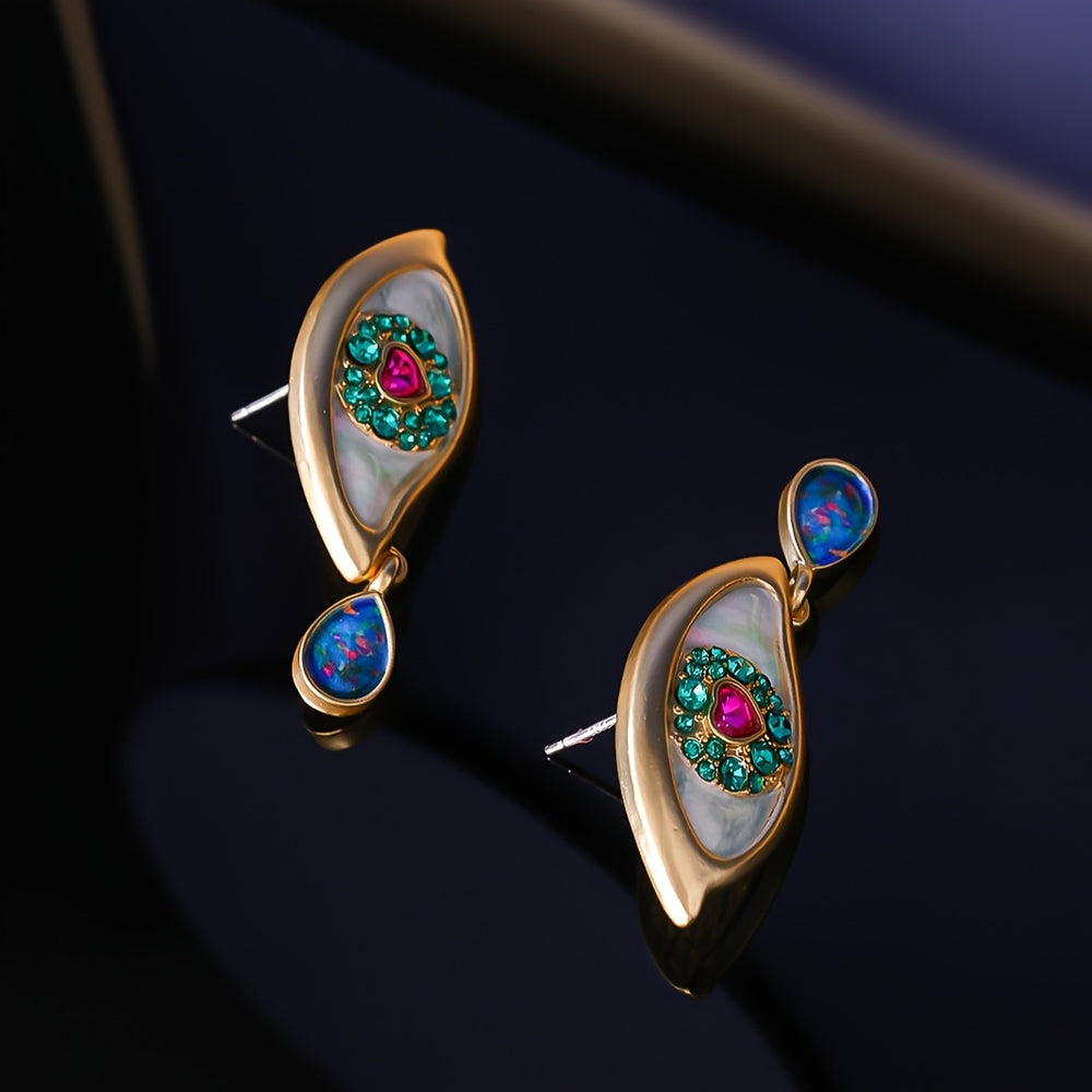 Teardrop Earrings with Rhinestone Accents