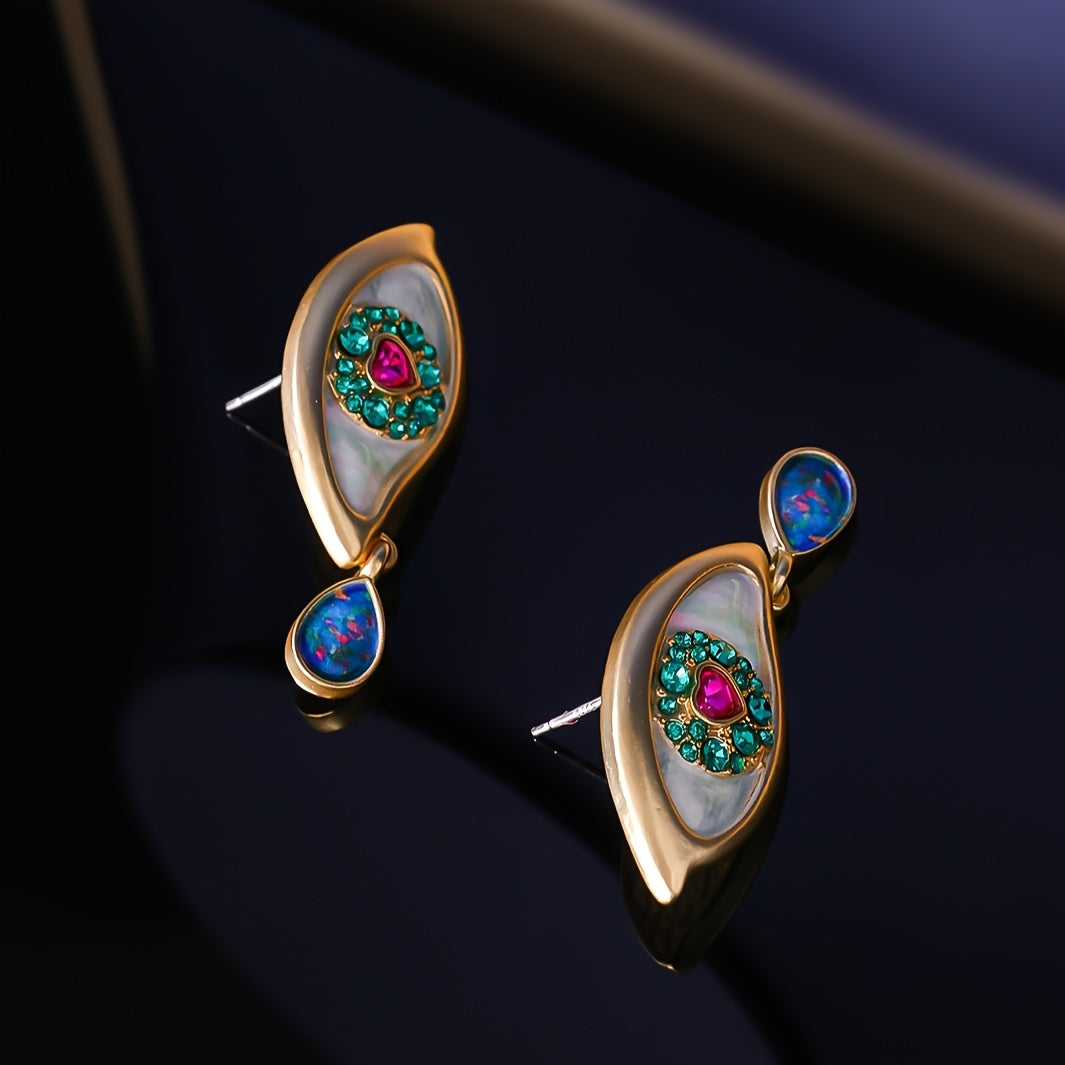 Teardrop Earrings with Rhinestone Accents