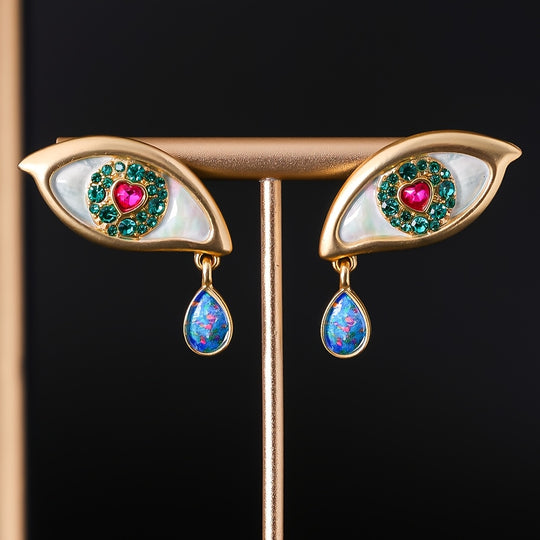 Teardrop Earrings with Rhinestone Accents