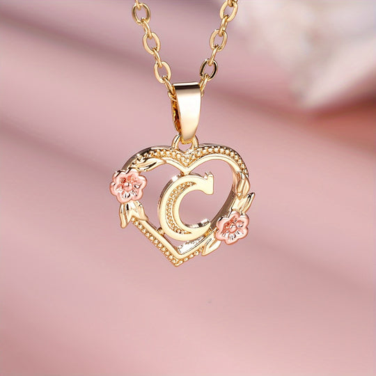 Elegant Floral Heart Pendant Necklace