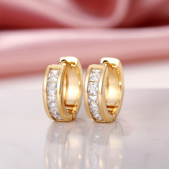 Simple Sparkling Zirconia Hoop Earrings