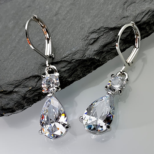 Stylish White Zirconia Drop Earrings