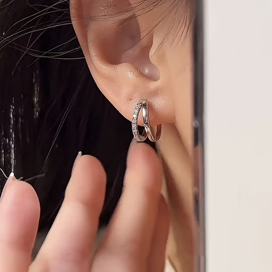 Chic Multi-Layer Zirconia Hoop Earrings