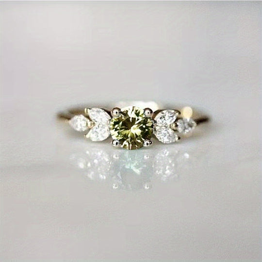 Simple Green Cubic Zirconia Ring