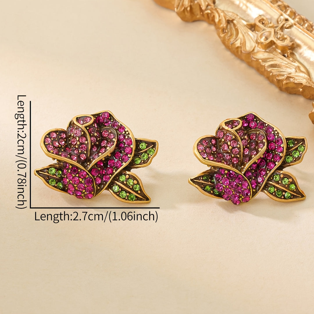 Elegant Retro Rose Stud Earrings