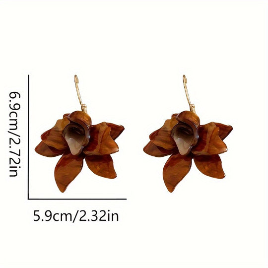 Vintage Resin Flower Dangle Earrings