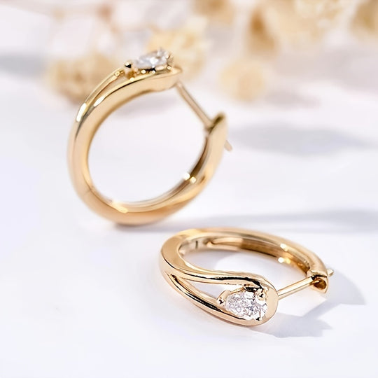 Elegant Geometric Cubic Zirconia Hoop Earrings