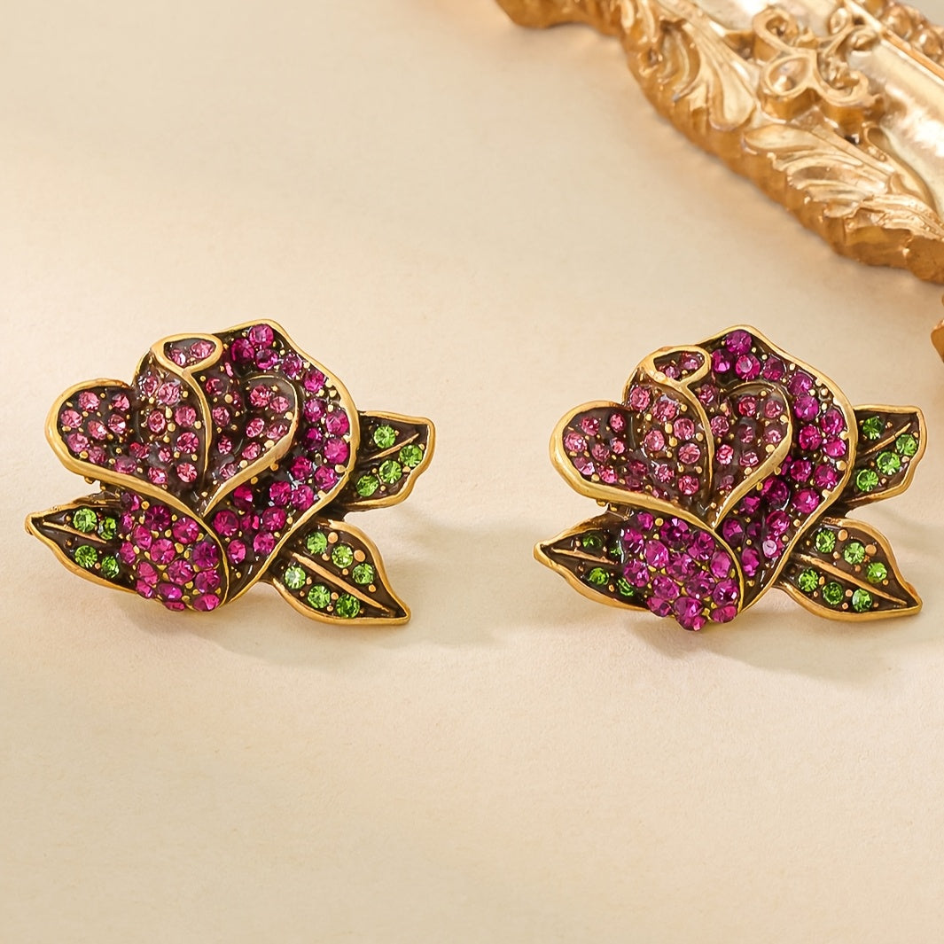 Elegant Retro Rose Stud Earrings