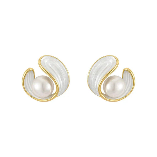Luxury White Opal Earrings with Pearls in Gold