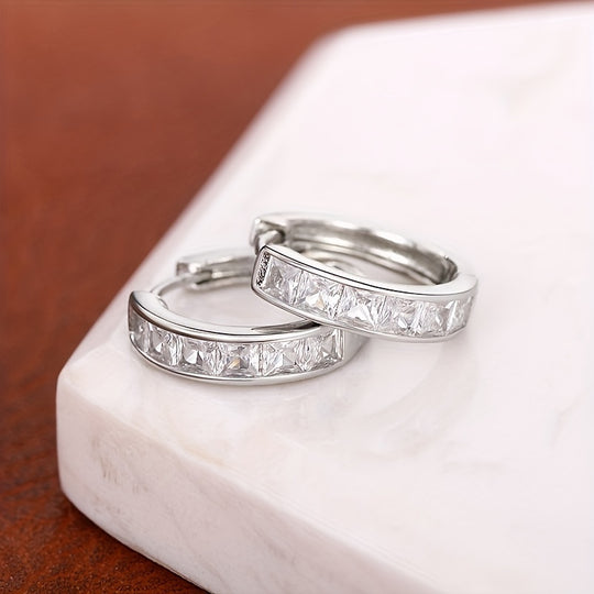 Elegant Minimalist Zirconia Hoop Earrings