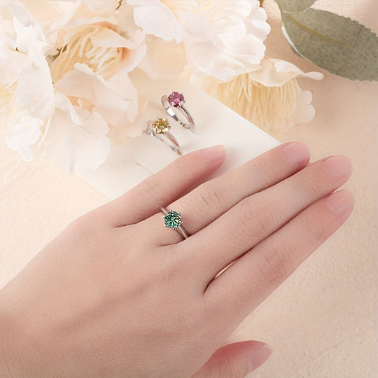 Elegant Moissanite Round Ring