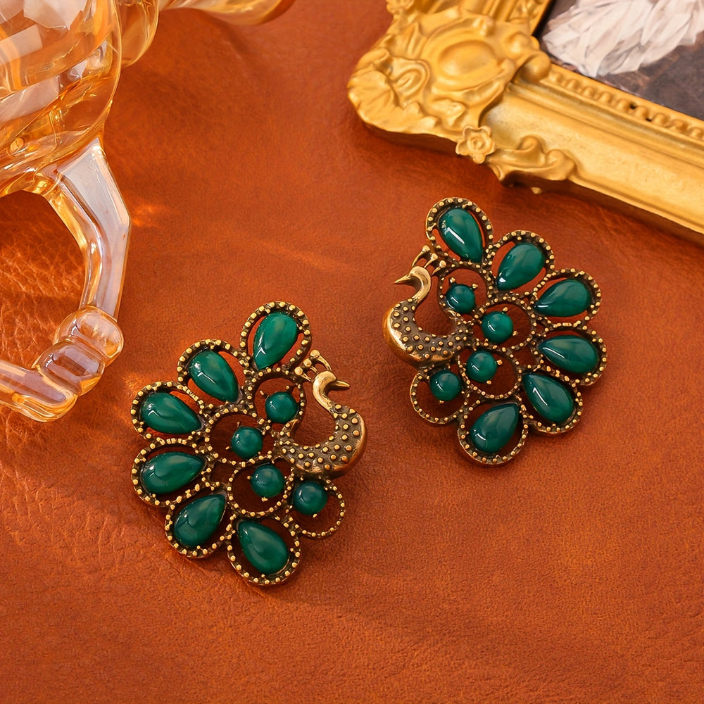 Vintage Elegant Peacock Stud Earrings