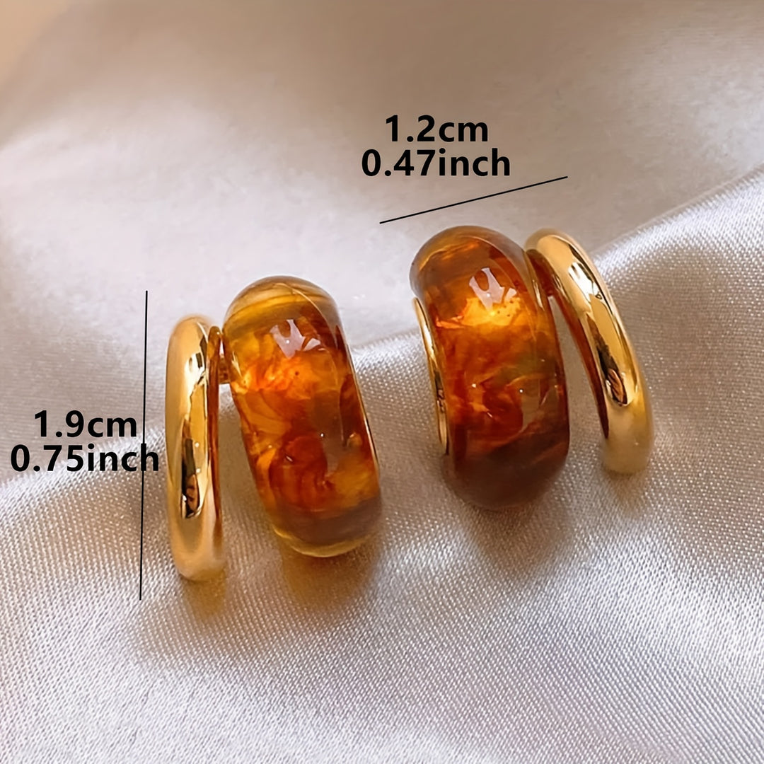Pair Double-Layered Resin Earrings