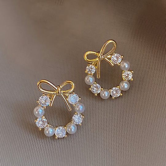 Elegant Bow Circle Hoop Earrings