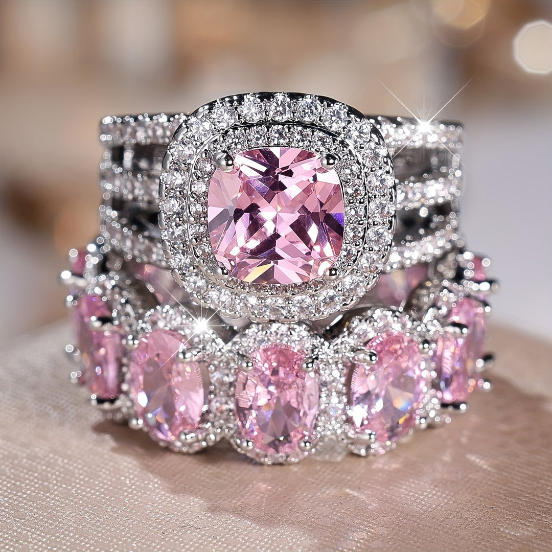 2-Piece Fashionable Synthetic Zirconia Ring