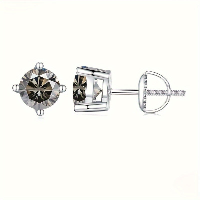 Simple Inlaid Moissanite Stud Earrings