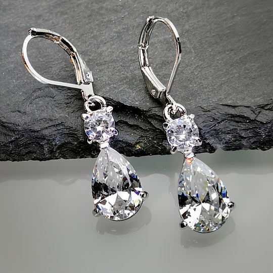 Stylish White Zirconia Drop Earrings