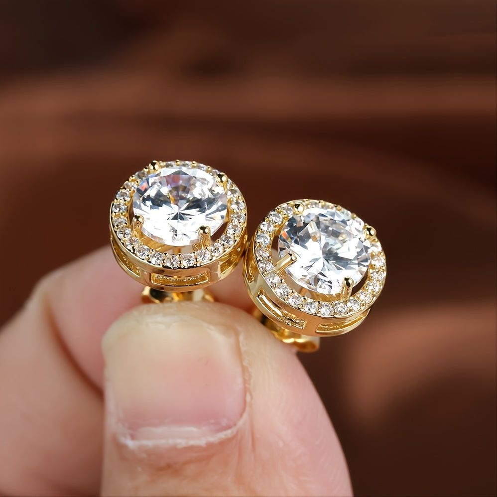 Elegant Round Cubic Zirconia Earrings