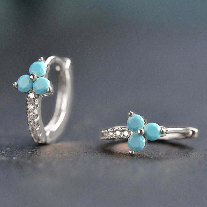 Boho-Inspired Blue Zirconia Hoop Earrings