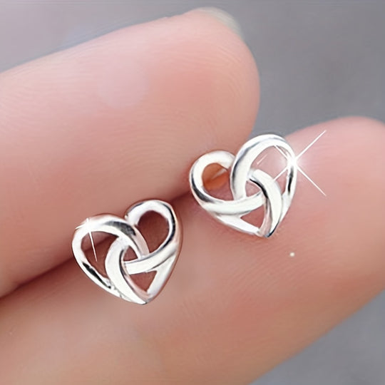 Celtic Heart Knot Stud Earrings