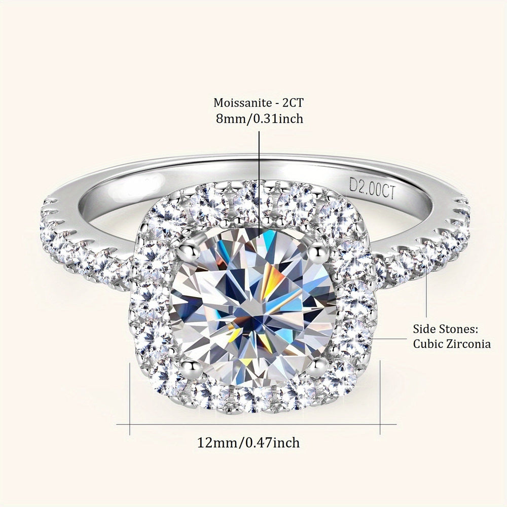 Silver Moissanite Engagement Ring