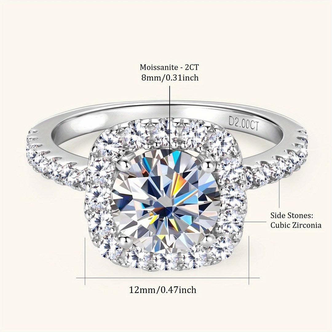 Silver Moissanite Engagement Ring