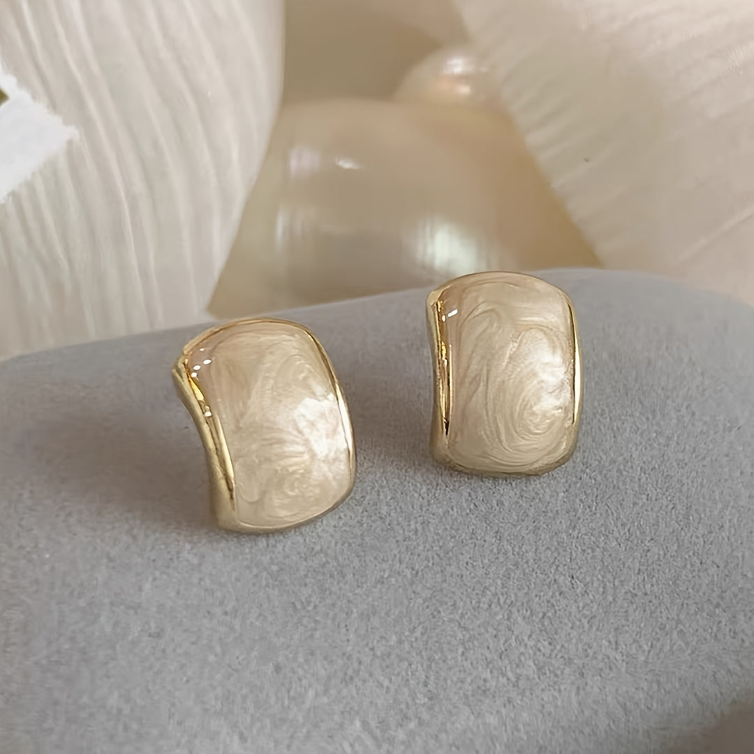 White Square French Style Earrings