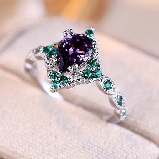 Fashionable Purple Cubic Zirconia Ring